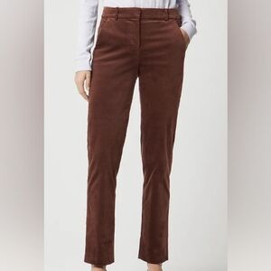 J. Crew Velvet Kallie Pant 16 Tall Brown Stretch Straight Leg Career Pants